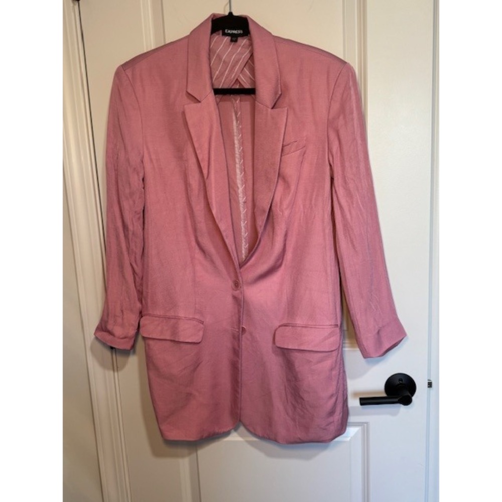 Express Pink Linen Blend Oversized Single Button Blazer Women's Size Medium